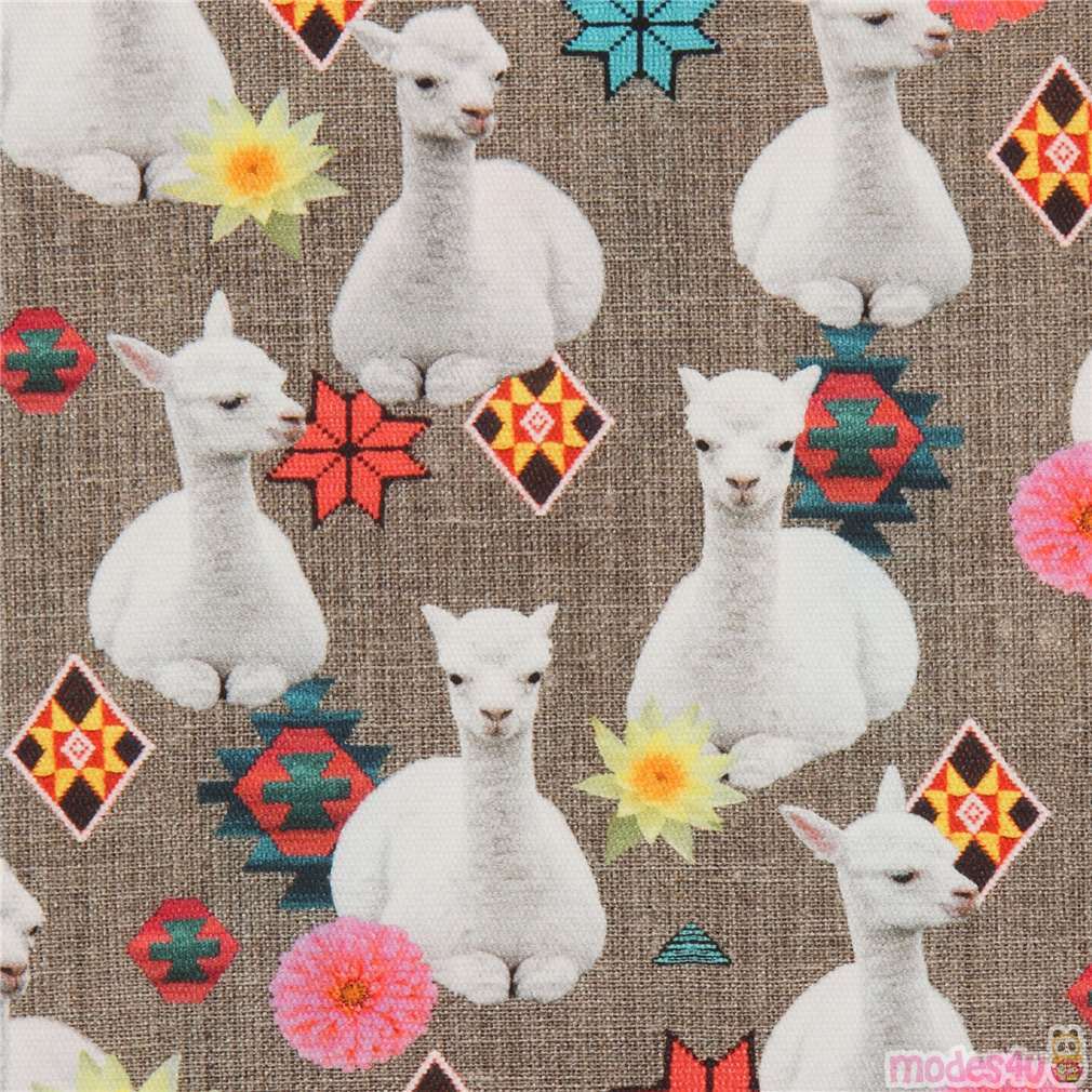 taupe alpaca canvas fabric with flowers modeS4u
