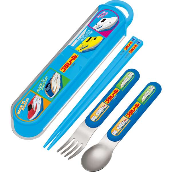 Japanese Bento Fork Spoon Chopsticks and Case 4 in 1 - Nikkyoro Yel