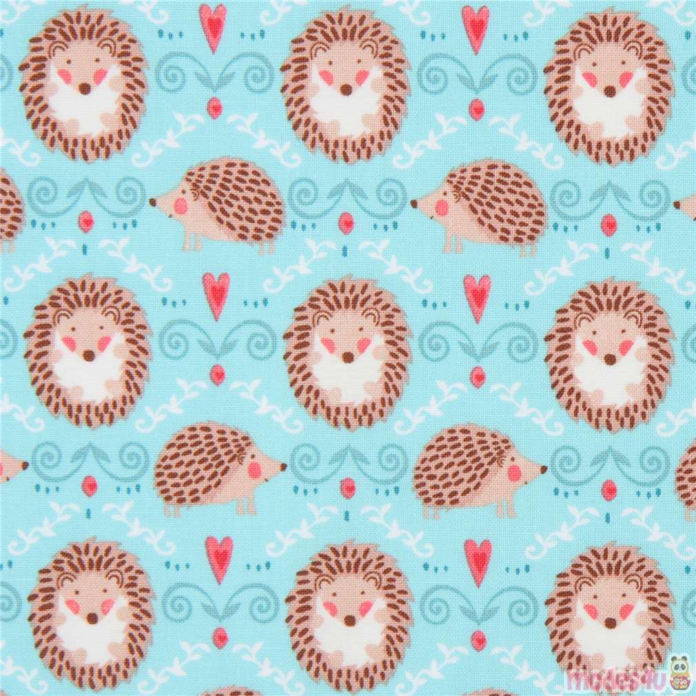 turquoise-blue-michael-miller-hedgehog-fabric-with-stripes-modes4u