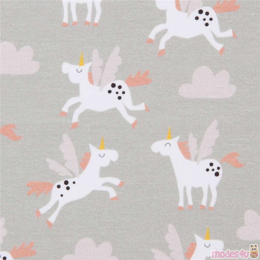 unicorn animal knit fabric grey by Copenhagen Print Factory Fabric by