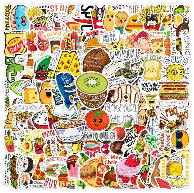 unique sticker designs food diecut 50 pack healthy food cheese - modeS4u