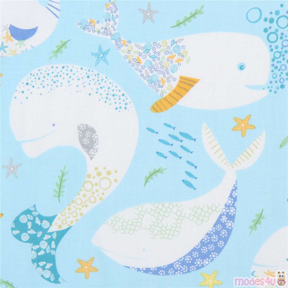 whale animal blue fabric Quilting Treasures modeS4u