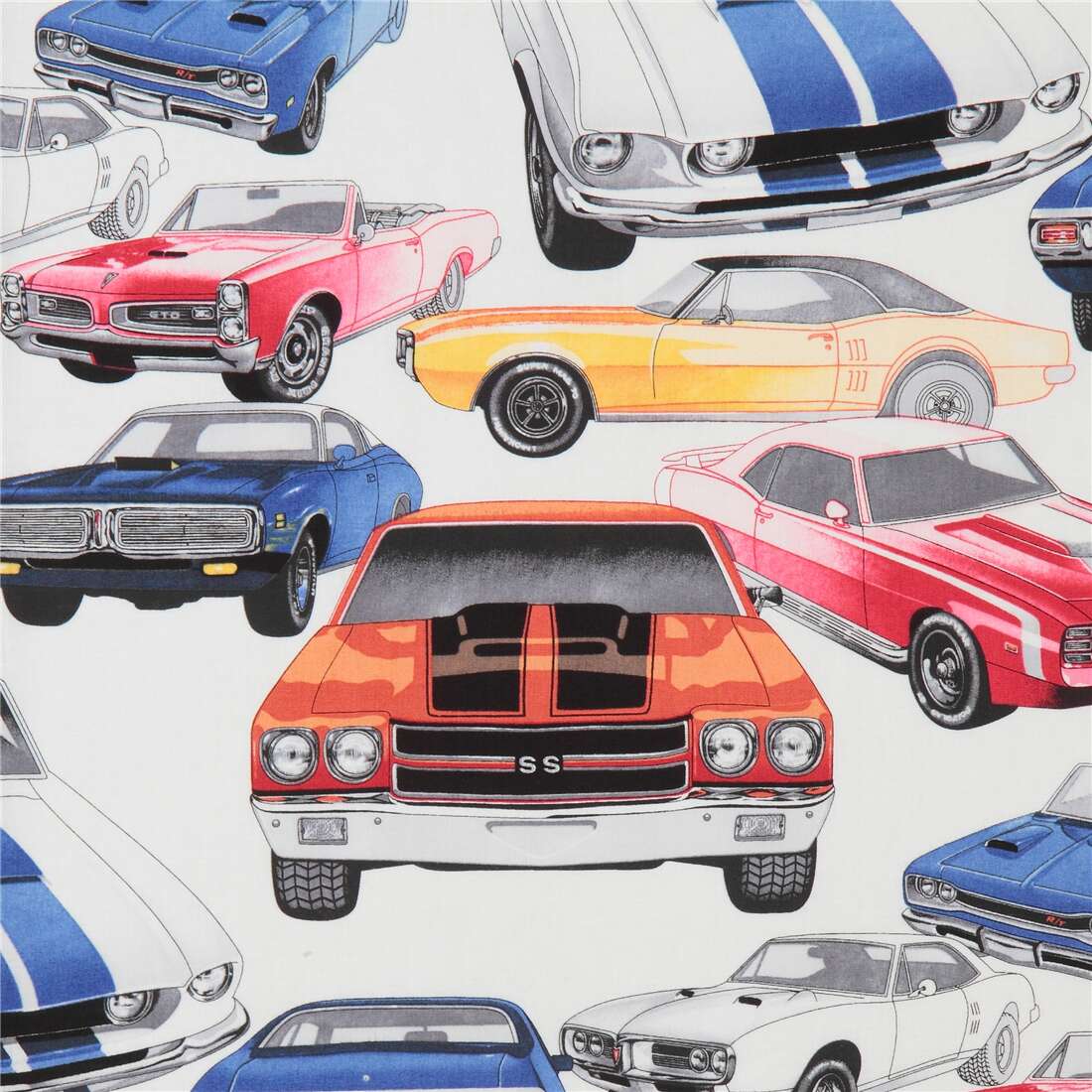Pure Muscle Colorful Vintage Cars Fabric by Alexander Henry - modeS4u