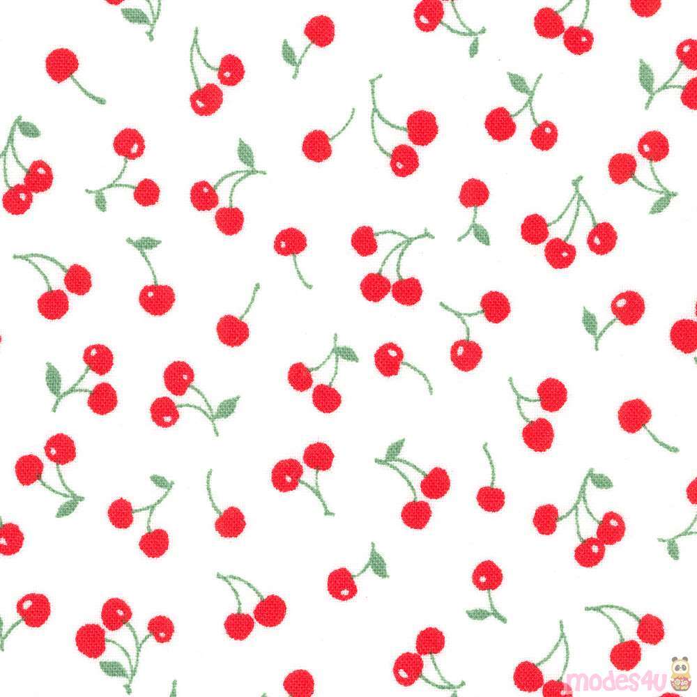 white Robert Kaufman mini red cherry fabric Sevenberry Petite ...