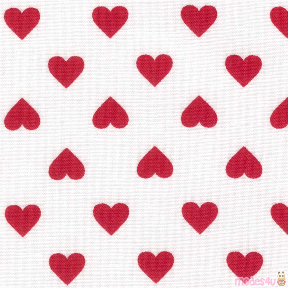 White Robert Kaufman Red Heart Fabric Sevenberry Classiques Modes4u