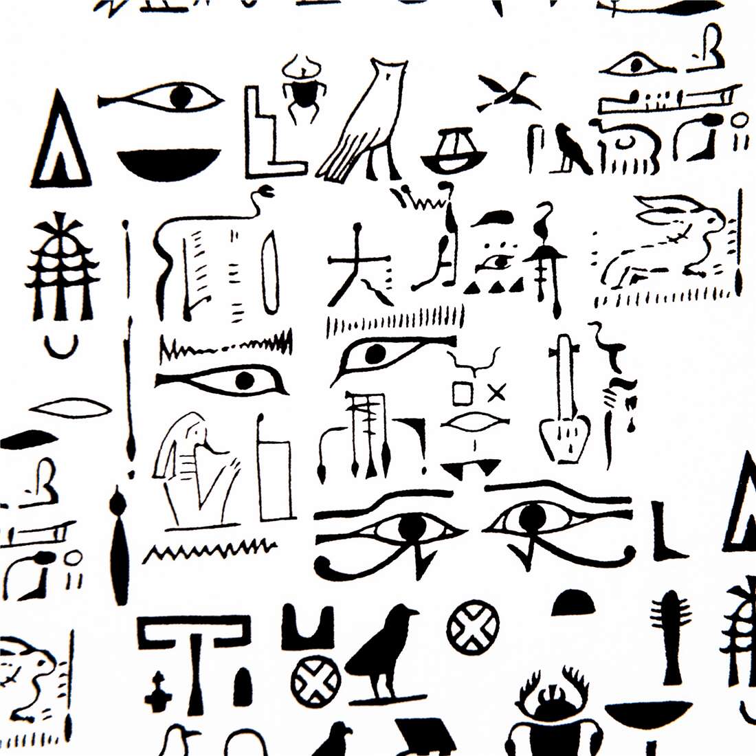 Egyptian Hieroglyphics Monochrome Pictorial Symbols Fabric by Alexander ...