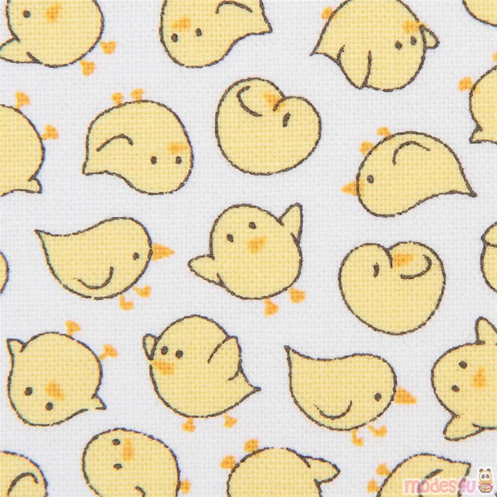 white fabric with baby chick bird animal Quilting Treasures Fabric by ...