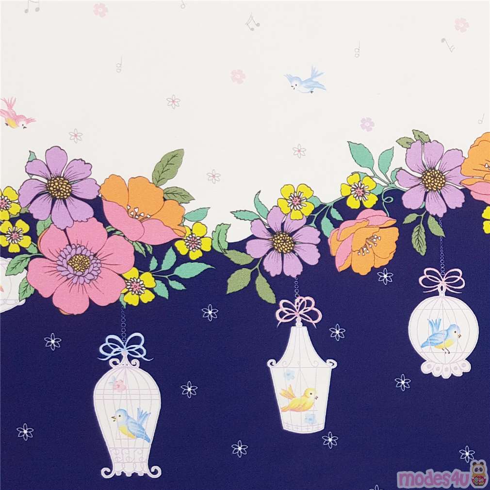 Fat Quarter (50 x 56 cm) - white flower double border fabric by Michael ...