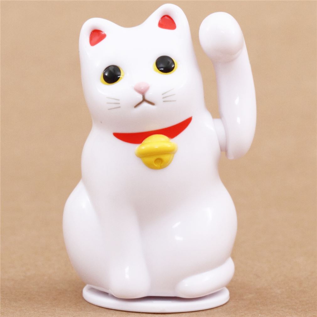 white lucky cat charm solar powered bobble paw toy from Japan modeS4u