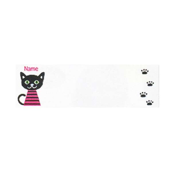 White Rectangle Cute Cat Paw Print Iron On Name 4 Piece Modes4u