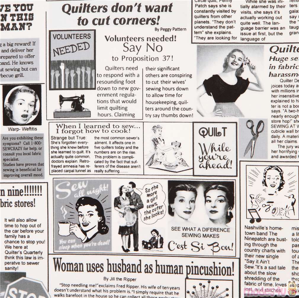 white sewing quilting newspaper fabric Timeless Treasures by Timeless