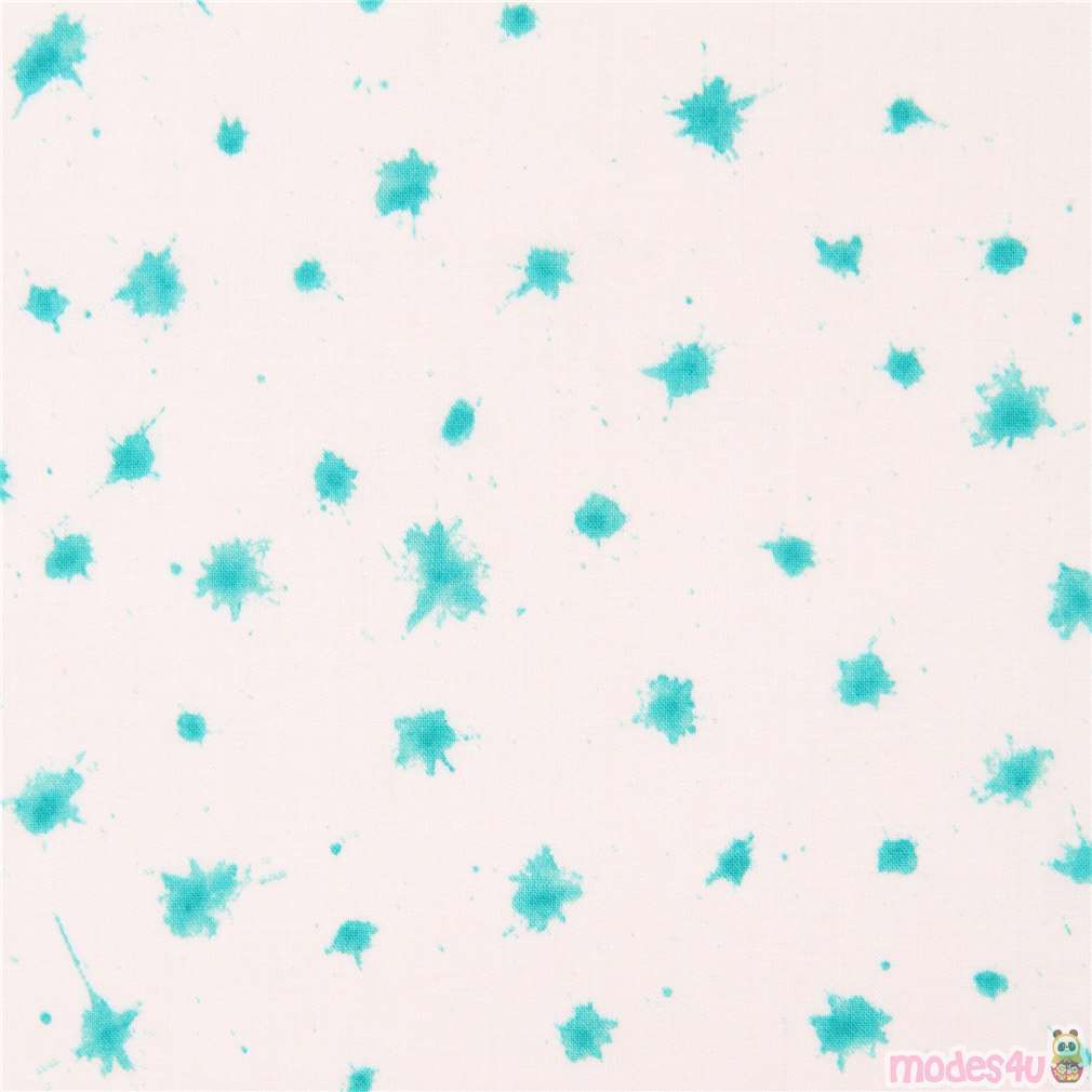 white turquoise small paint splotch Cloud 9 organic cotton fabric Brush