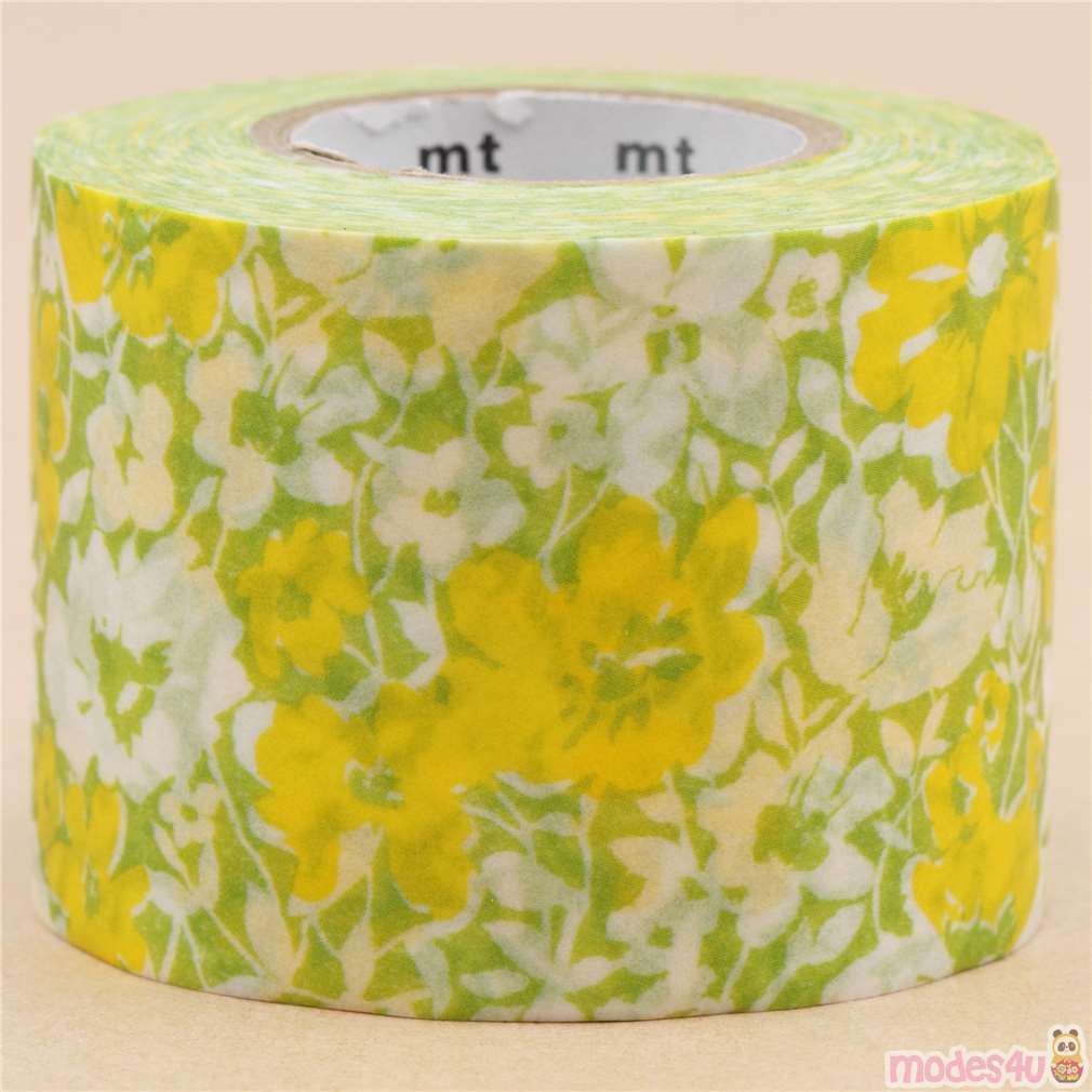 washi tape floral flowers yellow pretty