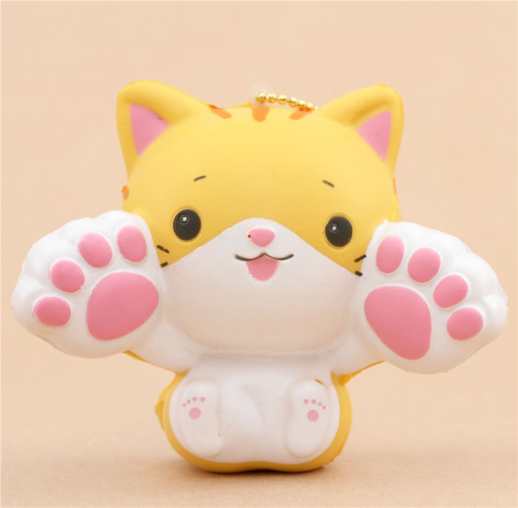 yellow and white cat animal two paws up squishy kawaii - modeS4u