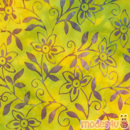 yellow batik colorful flower design fabric by Timeless Treasures - modeS4u