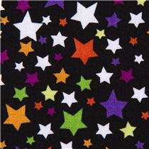 black Riley Blake Halloween fabric colourful stars - Dots, Stripes ...