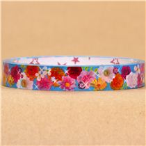 blue Deco Sticky Tape with many colourful flowers - Flower Tapes - Deco ...