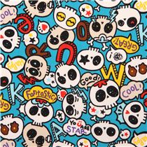 blue colorful skull letter oxford fabric by Kokka - Skulls ...