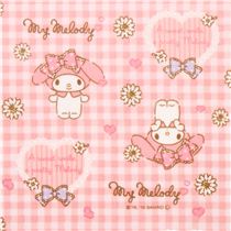 checkered light pink My Melody rabbit heart oxford fabric - Sanrio ...