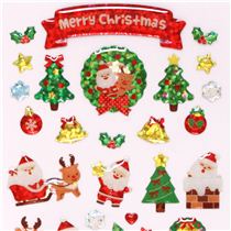 cute Santa Claus reindeer snowman glitter stickers from Japan - Cute ...
