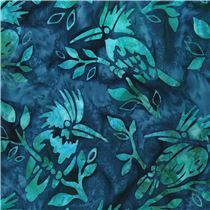dark blue Robert Kaufman bird tie dye Batik look fabric Wildlife ...