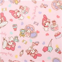 light pink My Melody rabbit toy heart Sanrio laminate fabric from Japan ...