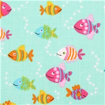 mint green fish fabric Timeless Treasures Diving Divas - Animal Fabric ...