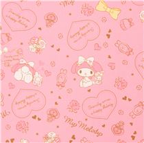 pink My Melody rabbit heart flower bow laminate fabric Sanrio Japan ...