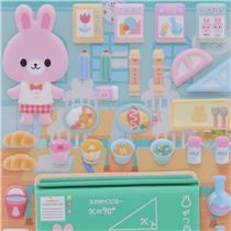 Puffy stickers with rabbit and food school supplies by 