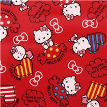 red Hello Kitty sweet heart bow Sanrio laminate fabric from Japan ...