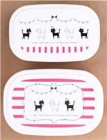 Rosane pinke und schwarze Katzen Bento Box 2 Stück Lunch-Box Japan