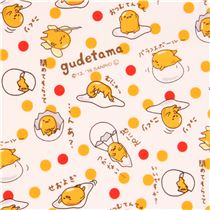 white Gudetama funny yolk cracked egg dot oxford fabric - Sanrio Fabric ...