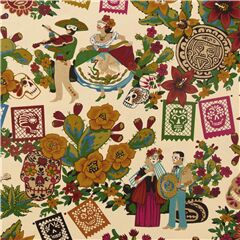 Tissu en coton crme crnes en sucre couples faisant la cour Tissu par Alexander Henry