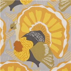 Tissu gris sur le thme de Thanksgiving avec des dindes Tissu par Alexander Henry