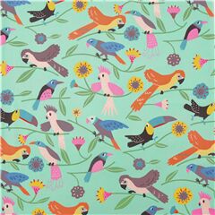 Las Plumas Tropical Birds Flowers Fabric by Alexander Henry