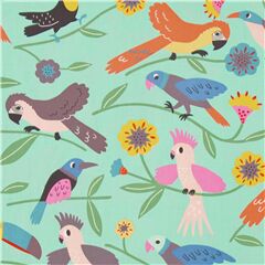 Plumes Oiseaux Tropicaux Fleurs Tissu par Alexander Henry