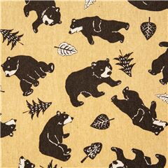 Ours De La Fort Qui Tombent Arbres Feuilles Tissu par Japanese Indie