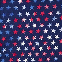 Tissu en coton bleu avec des toiles rouges et blanches USA Tissu par Timeless Treasures