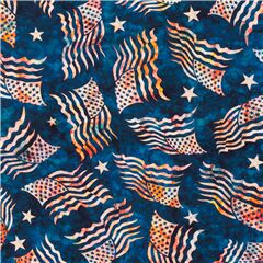 Tissu bleu avec des rayures et des toiles patriotiques Tissu par Quilting Treasures
