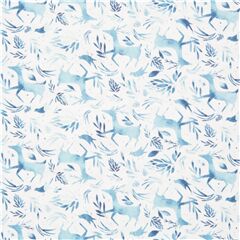 Tissu de Nol avec des rennes bleu clair et blanc Tissu par Dear Stella
