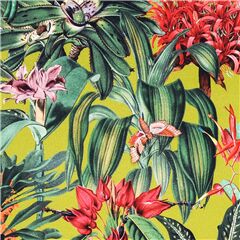 Grandes Feuilles Exotiques Colores Fleurissent Tissu par Stof France