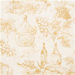 Tissu en coton au coloris naturel table, raisins et vins Tissu par Timeless Treasures