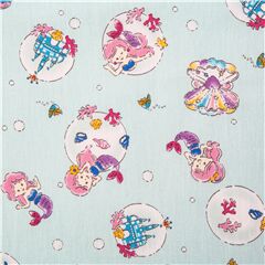 Tissu import du Japon, sirnes,chteaux, coquillages, popeline de coton, bulles Tissu par Japanese Indie