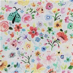 Tissu arbre de vie coccinelle verte fleurs multicolores Tissu par Dear Stella