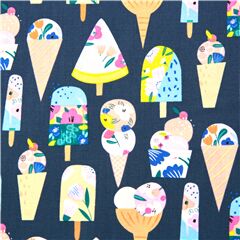 Tissu bleu glaces avec des motifs floraux multicolores et estivaux Tissu par Dear Stella