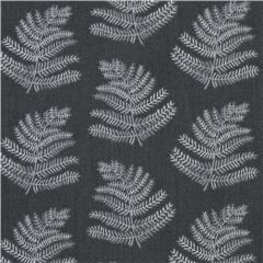 Tissu en coton gris avec des fougres blanches Tissu par Dear Stella