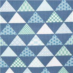 Tissu Dobby bleu avec des triangles et des motifs traditionnels japonais Tissu par Japanese Indie