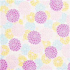 Tissu Dobby avec des chrysanthmes multicolores, des fleurs, import du Japon Tissu par Japanese Indie