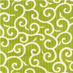 Tissu Dobby texture vert citron avec des motifs de volutes blanches Tissu par Japanese Indie