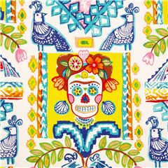 Folklorico Ikat De Polanco Frida Sugar Skull Fabric by Alexander Henry